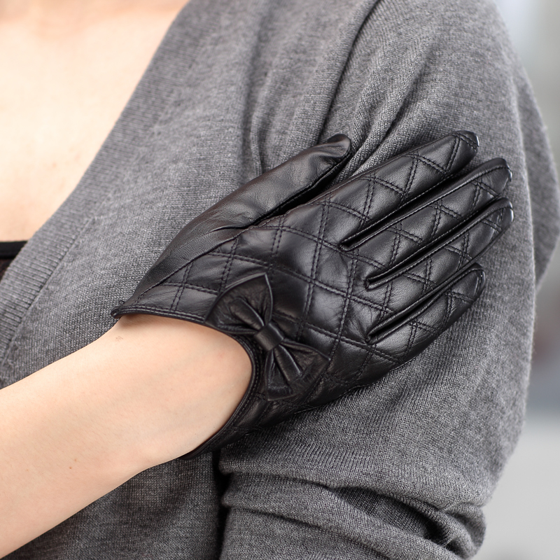 Genuine leather gloves winter fashion thin women's suede gloves