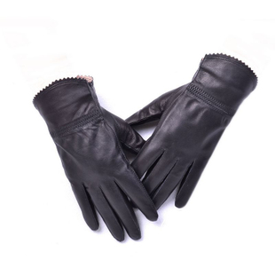 Genuine leather gloves winter women's thin sheepskin gloves Women thermal gloves
