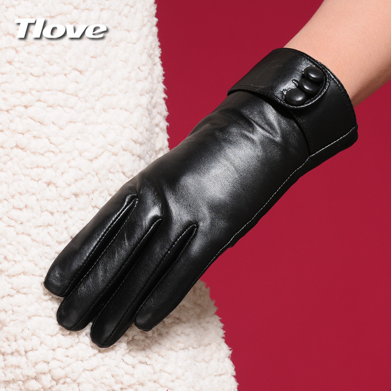 genuine leather gloves women's sheepskin gloves design long driving gloves female winter thermal thickening