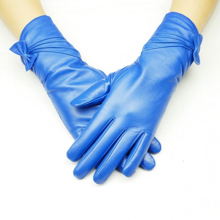 genuine leather gloves women's winter thermal medium-long small suede paragraph