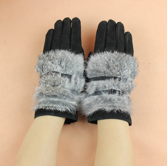 genuine leather gloves women's winter thermal thickening gloves women's suede gloves
