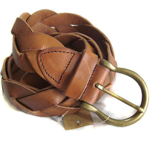 Genuine leather handmade retro finishing genuine leather knitted belt female knitted strap male