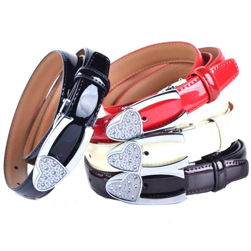 Genuine leather heart diamond fashion japanned leather strap ol women's strap belt 5597