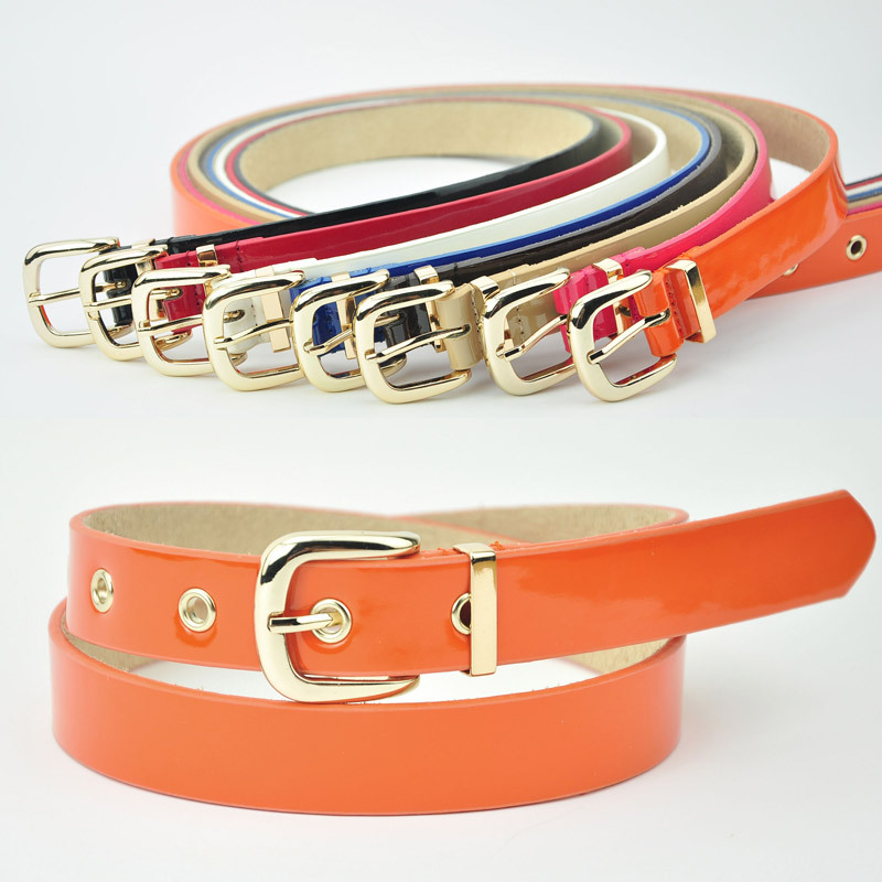 Genuine leather japanned leather OL outfit elegant women's strap candy color exquisite buckle all-match brief women's belt