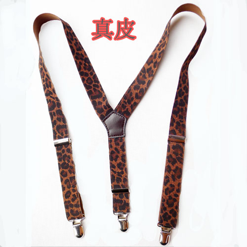 Genuine leather leopard print suspenders , all-match general suspenders fashionable casual strap 2.5cm