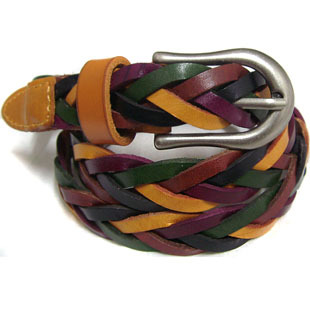 Genuine leather multicolour genuine leather knitted belt female knitted strap