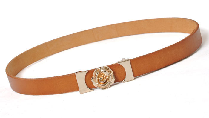 Genuine leather OL outfit women's strap flower women's belt
