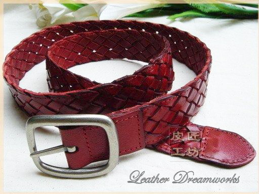 Genuine leather pin buckle fashion women's strap knitted female belt red genuine leather all-match