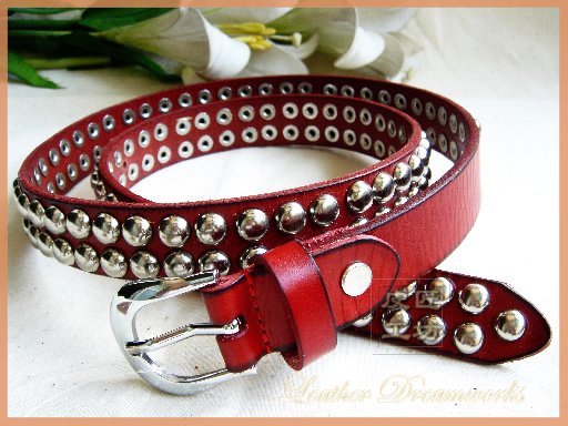 Genuine leather pin buckle rivet women's strap fashion women belt genuine leather all-match red