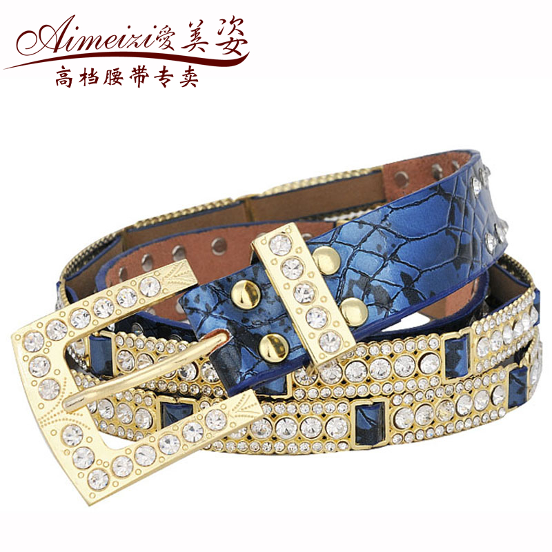 Genuine leather rhinestone wide strap cummerbund all-match fashion female decoration belt the trend of the hot-selling