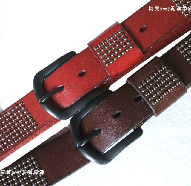Genuine leather rivet strap female belt wide belt jeans belt red