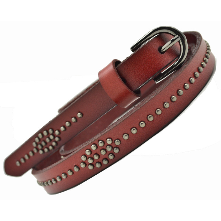 Genuine leather rivet thin belt female women's strap all-match cowhide strap fashion