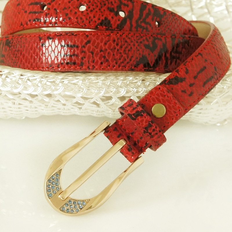 Genuine leather serpentine pattern diamond pin buckle belt female fashion all-match cowhide strap c1125