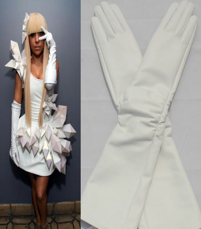 Genuine leather sheepskin gloves women's winter long design long gloves arm sleeve skin white women's genuine leather long