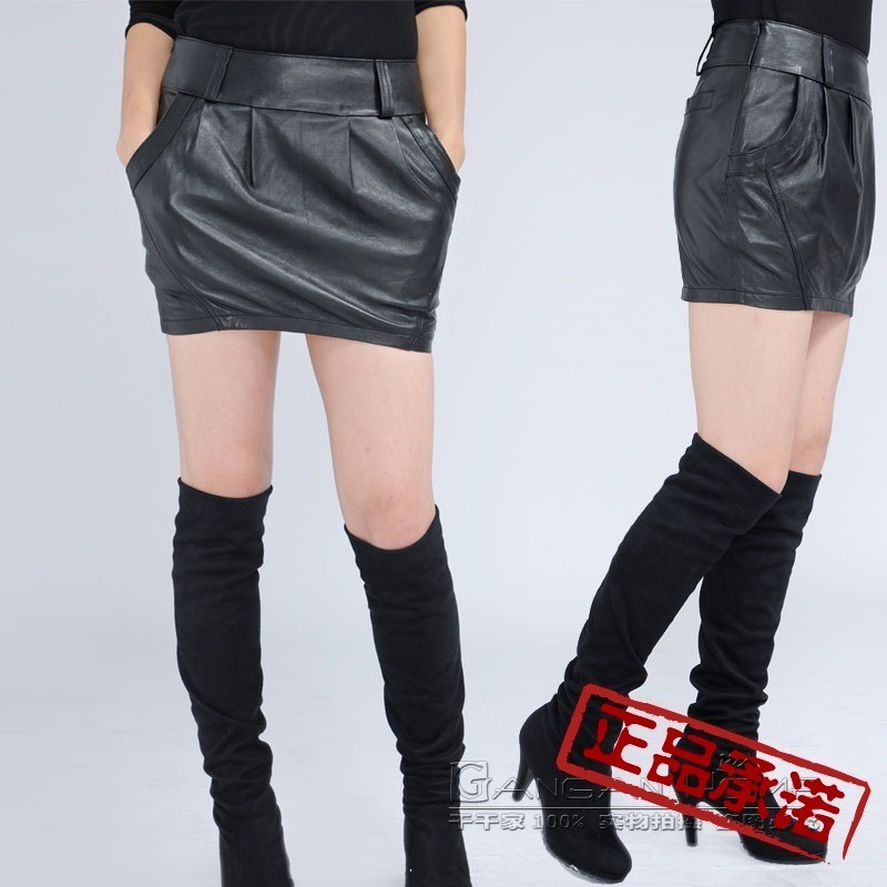 Genuine leather short skirt leather skirt slim hip skirt tailored skirt sheepskin bust skirt career dress