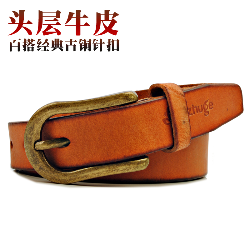 Genuine leather strap first layer of cowhide vintage belt fashion women's pin buckle