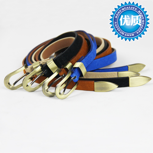 Genuine leather strap pigskin belt thin piece set metal women's belt