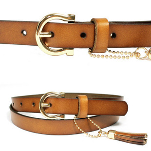 Genuine leather strap Women fashion cowhide tassel thin fashion all-match belt waist decoration belt n024