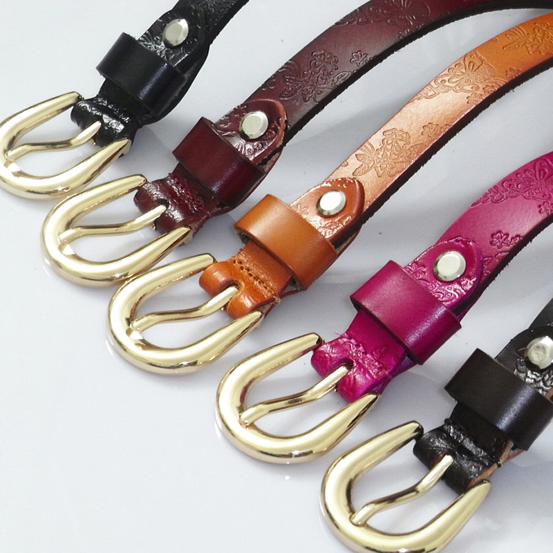 Genuine leather strap Women genuine leather embossed fashion belt women's strap thin belt accessories