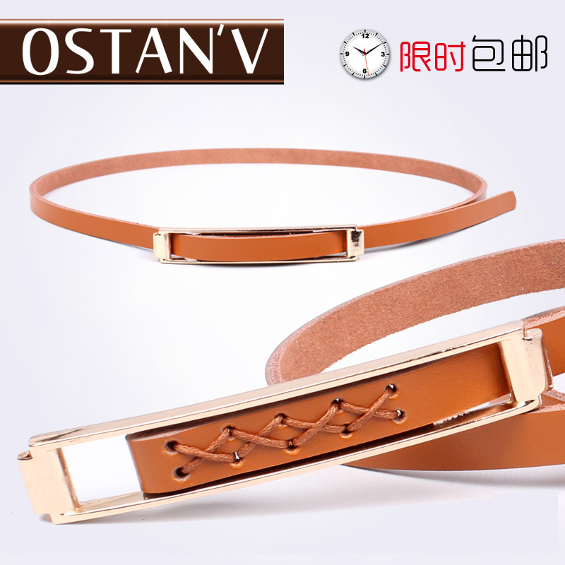 Genuine leather strap women's ol fashion brief thin all-match belt genuine leather waist belt loop