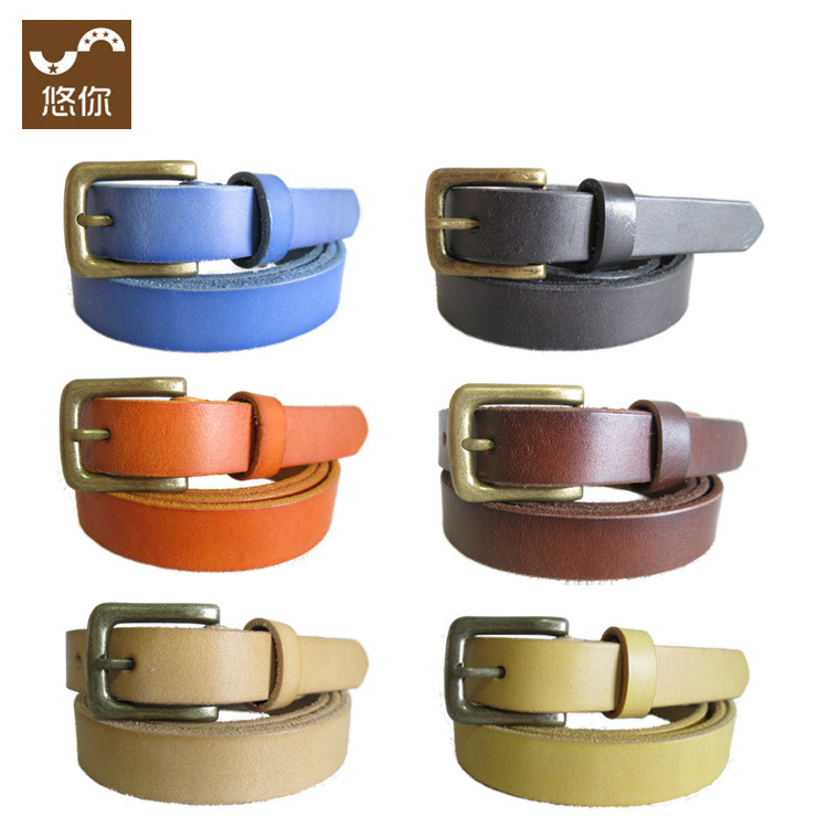 Genuine leather strap women's thin belt fashion tieclasps first layer of cowhide chromophous un1086