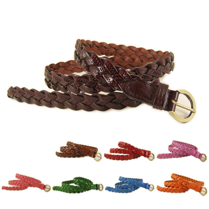 Genuine leather thin belt cowhide belt women's belt knitted women's genuine leather strap female belt