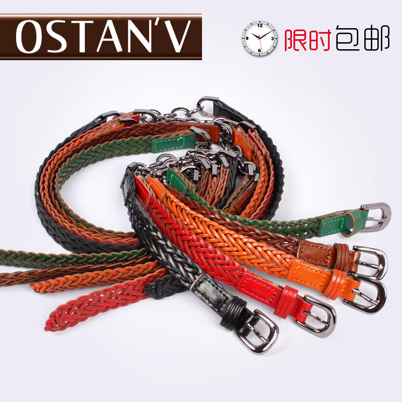 Genuine leather thin belt female genuine leather all-match casual knitted belt waist belly chain 2012