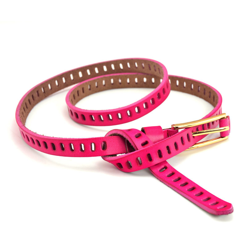 Genuine leather tieclasps cutout thin belt women's casual pants belt candy color all-match genuine leather strap