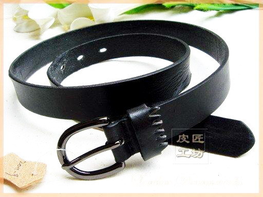 Genuine leather vintage retro finishing women's strap women's belt fashion genuine leather strap black