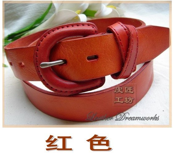 Genuine leather vintage women's strap genuine leather fashion women belt red anti-allergic