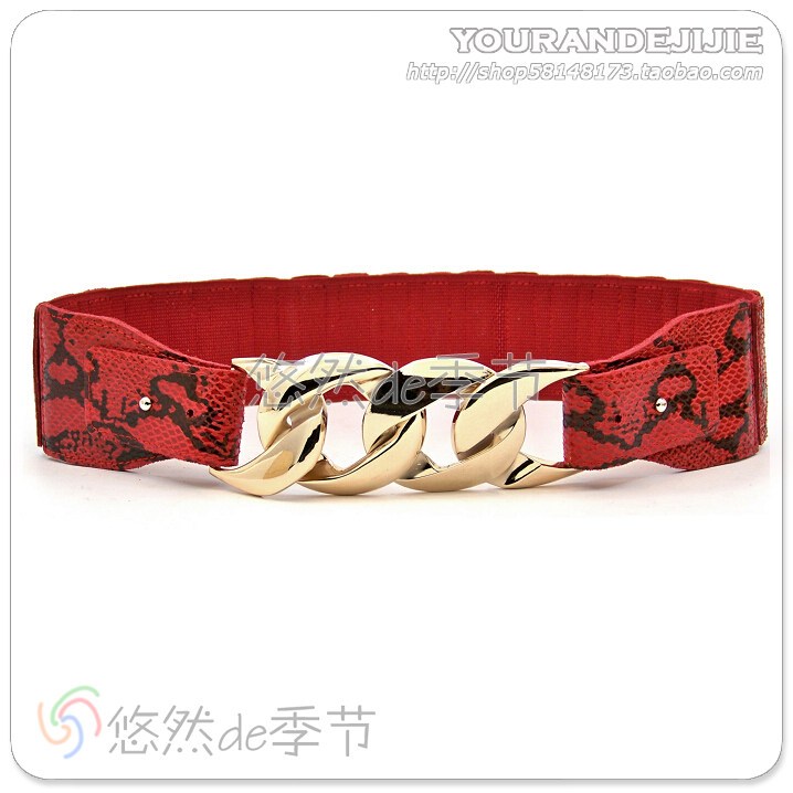 Genuine leather wide belt serpentine leather belt scrub women's cummerbund fashion female waist decoration (BL003)