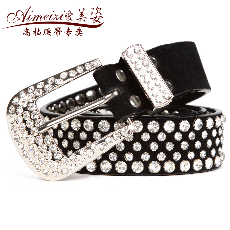 Genuine leather women belt Women diamond decoration diamond fashion strap female belt strap
