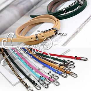 Genuine leather Women black red new arrival leopard print pigskin solid color buckle fashion thin belt 10