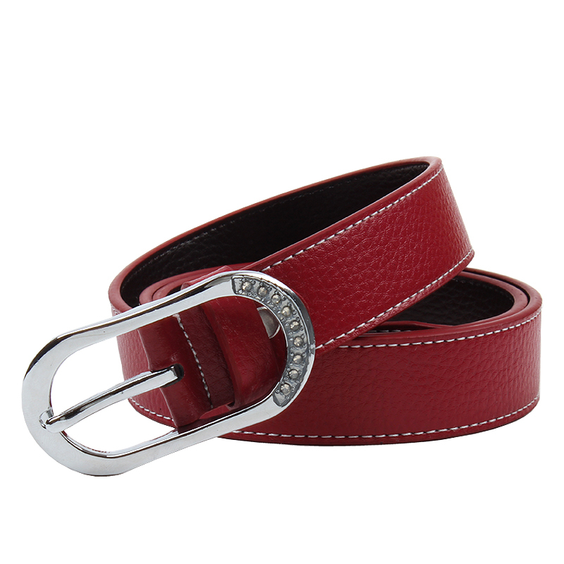 Genuine leather women's belt diamond small cowhide strap Women fashion waist decoration all-match belt
