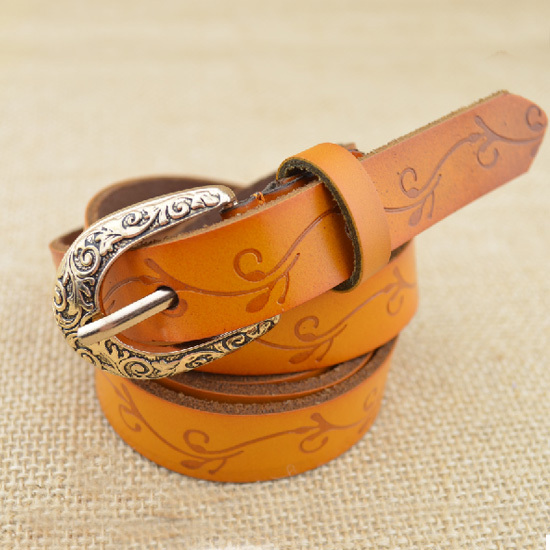 Genuine leather women's Women thin belt decoration belt vintage embossed casual denim shorts strap