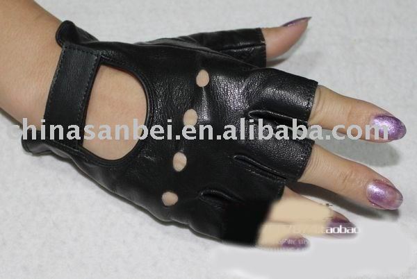 genuine real Leather Fingerless glove Motorcycle Fitness Gloves balck balck