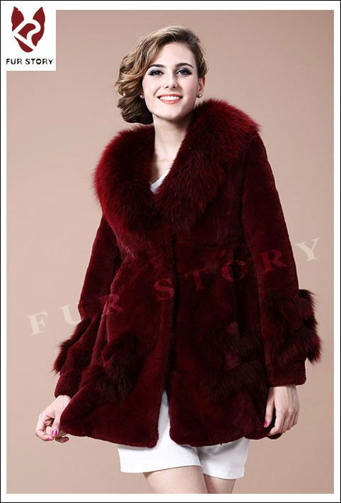 Genuine REX rabbit fur fox fur coat collar jacket overcoat top quality 5 colors shipping free