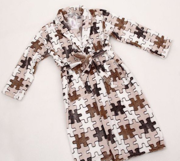 Geometric puzzle Robe polar fleece bathrobes