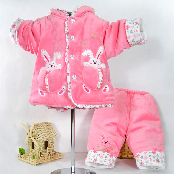 Gerald velvet baby wadded jacket trousers set winter thickening baby cotton-padded jacket baby