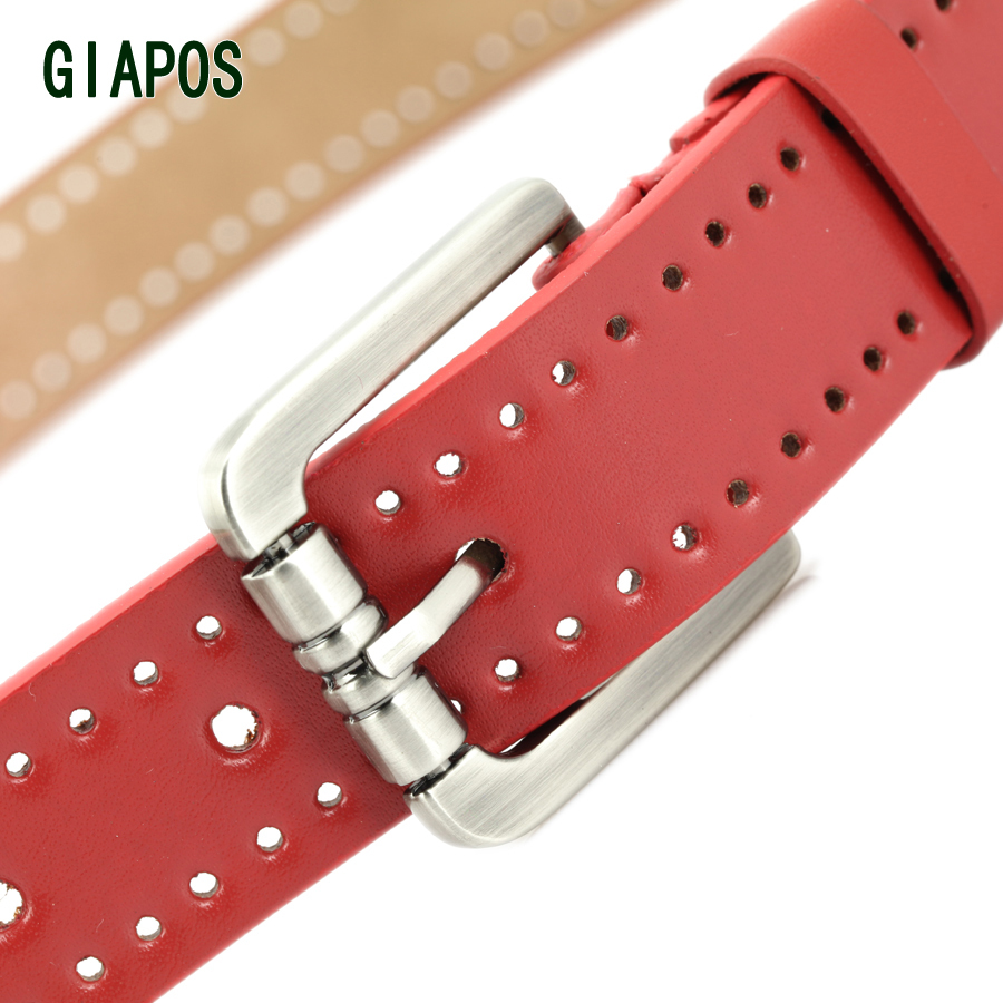 Giapos casual fashion genuine leather cowhide pin buckle cutout belt strap female belt