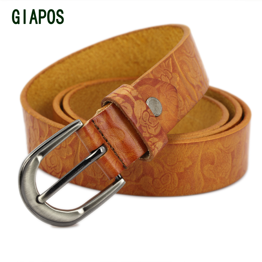 Giapos women's genuine cowhide leather belt strap women's all-match