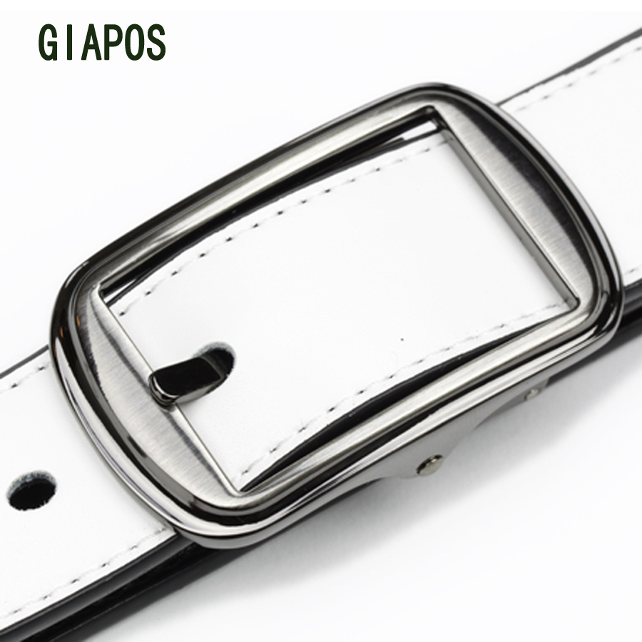 Giapos women's genuine leather cowhide women's pin buckle both sides of the belt strap female casual