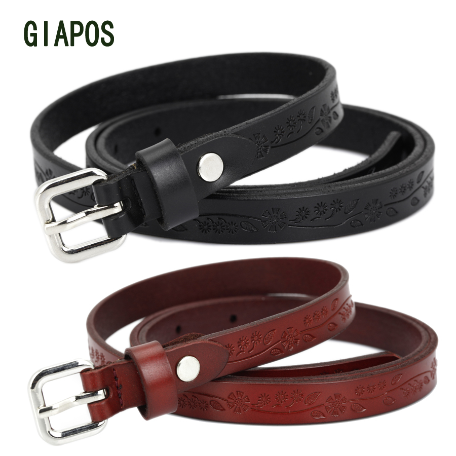 Giapos women's thin belt vintage fashion casual all-match genuine leather cowhide strap