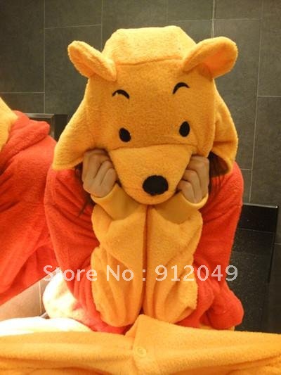 gift free shopping Winnie the  / foreign trade Siamese pajamas fleece cartoon animal negligee Performance clothing man male