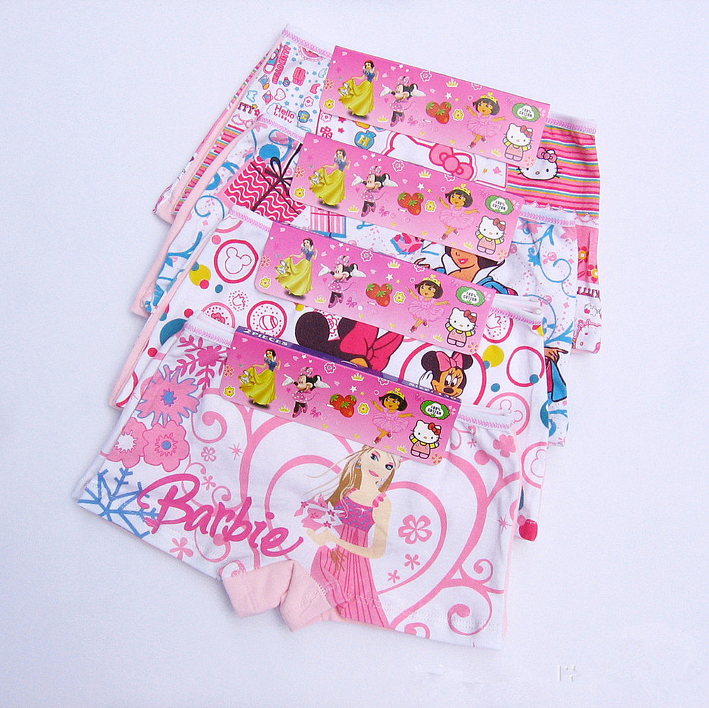 Girl Boxer Panties Dora Mickey Hello Kitty Princess 100% Cotton Underwears Briefs Size From 110  to 140 Mix Sizes and Design