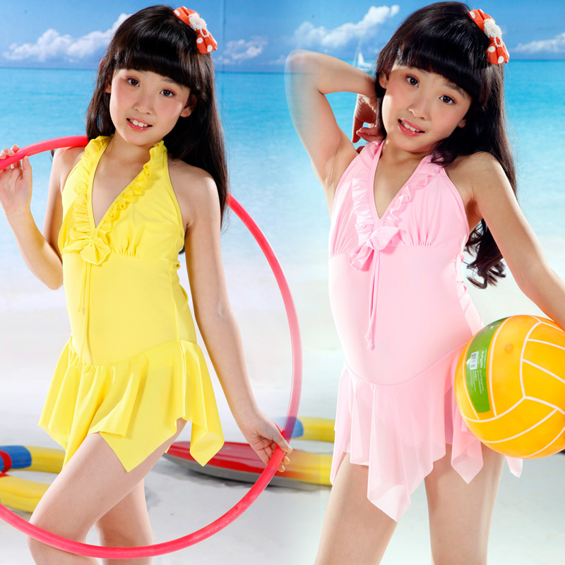 Girl child swimwear one piece dress swimwear 2110