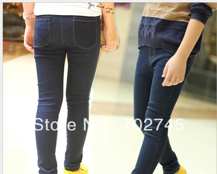 Girl Jeans Children Clothes Fashion Leggings Spring autumn Jeans QK-2025 Blue