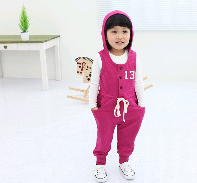 Girl Jumpsuit Jumpsuits hooded summer casual sports baby children clothes  free shipping