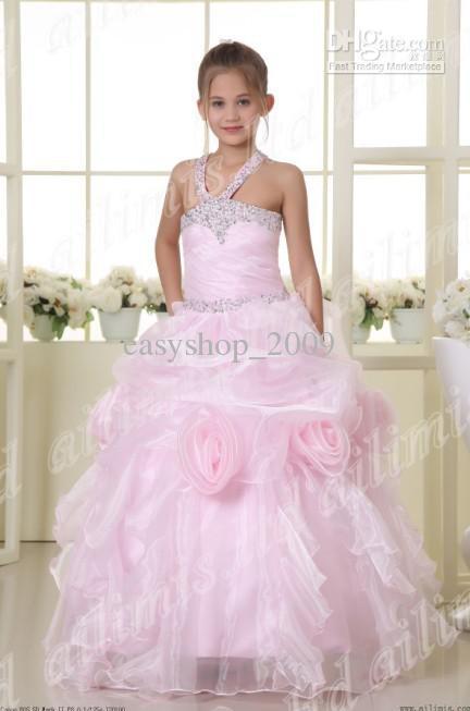 Girl Kids Pink Pageant Dance Party Princess Ball Gown Formal Dresses Size8.10.12