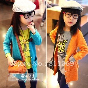 girl's cardigan with V-neck girls sweater 5pcs/lot free shipping 01367